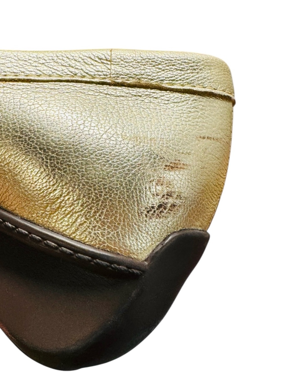 Ralph Lauren Metallic Gold Leather Ballet Loafers - Picture 9 of 11